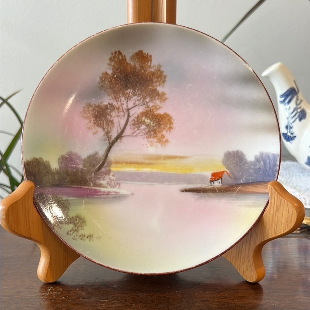 Vintage Noritake Purple Moody Hand Painted Scenic Landscape Decorative Plate